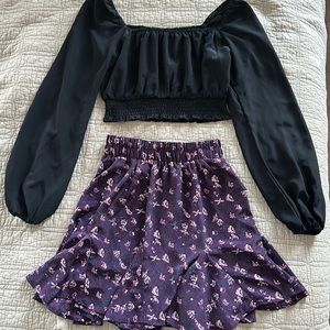 NWOT City Studio Two Piece Crop Top & Skirt Set
